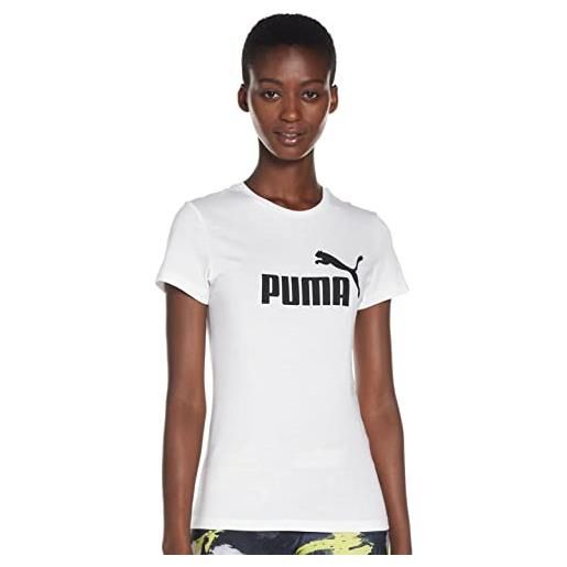 Puma ess logo tee maglietta, bianco (white), s unisex - adulto