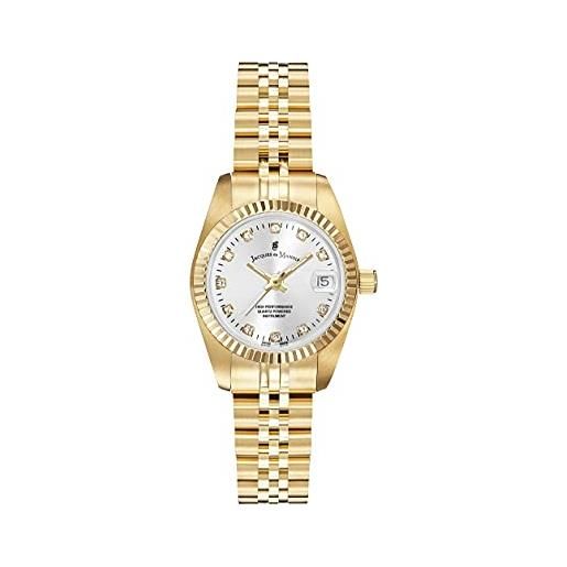 Jacques du manoir inspiration mini swiss made gold - dameshorloge - nro. 12 - swiss made - goud - rvs horlogeband - 26 mm