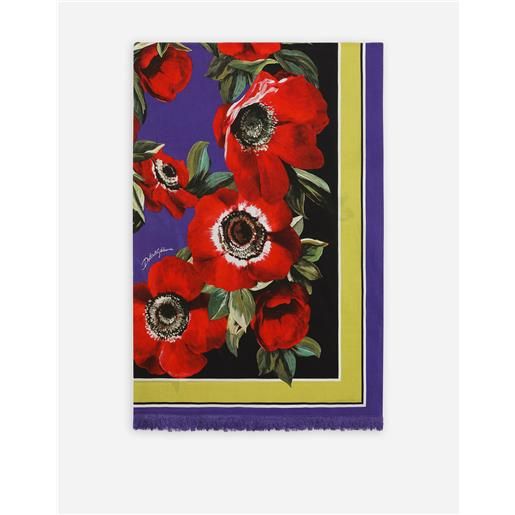 Dolce & Gabbana pareo 110x190 in cotone stampa fiore anemone