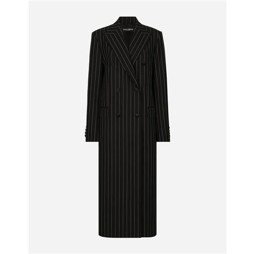 Dolce & Gabbana cappotto doppiopetto gessato in tela di lana