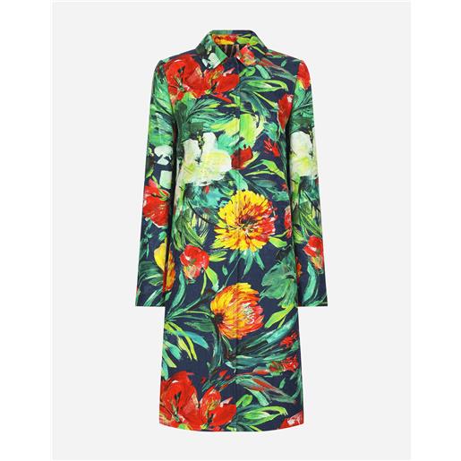 Dolce & Gabbana cappotto in broccato stampa bloom