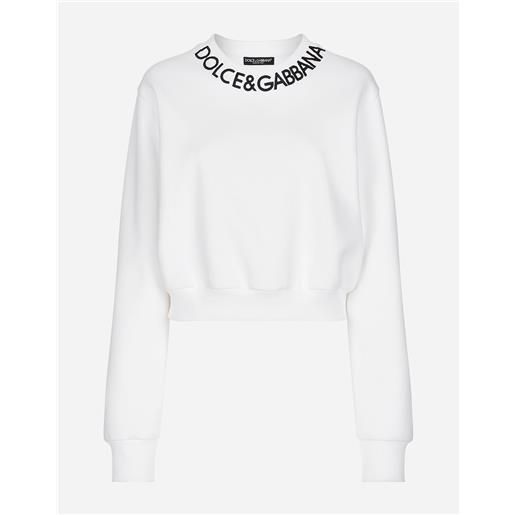 Dolce & Gabbana cropped jersey sweatshirt with logo embroidery on neck