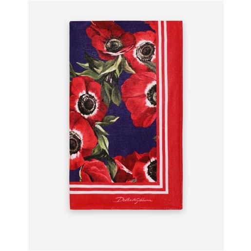 Dolce & Gabbana telo mare in spugna stampa fiore anemone
