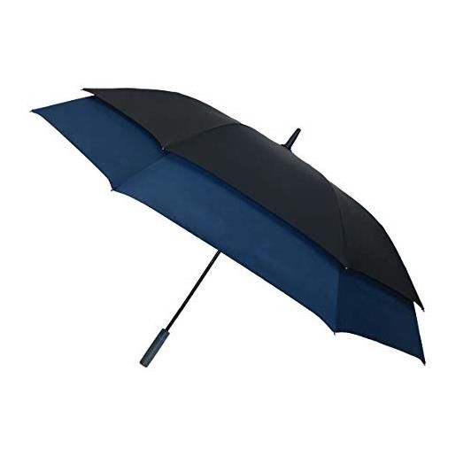 SMATI ombrello da golf a doppia estensione - ultra antivento;Diametro=128cm è uguale a un ombrello da golf;Apertura automatica;Ombrello per due persone;Ombrello da uomo;Colore nero/blu. 