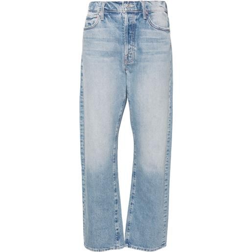 MOTHER jeans crop a vita media ditcher hover - blu