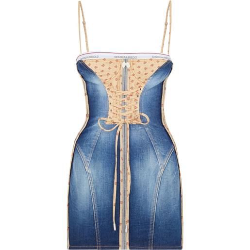 Dsquared2 panelled corset minidress - blu
