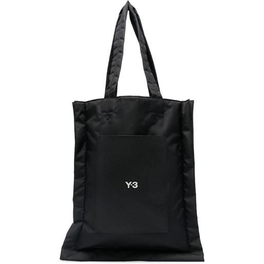 Y-3 borsa tote con stampa lux - nero