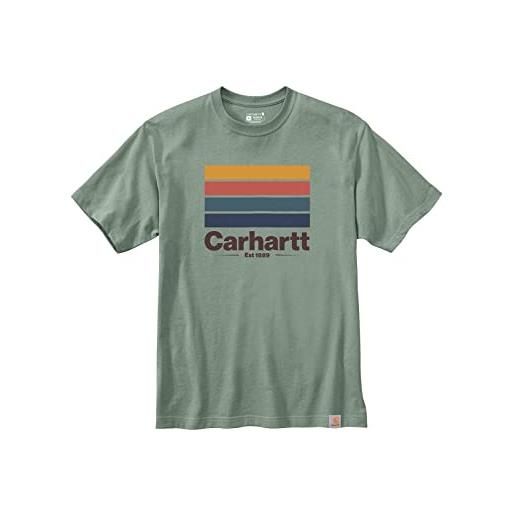 Carhartt maglietta da uomo relaxed fit heavyweight short-sleeve line graphic, giada/erica, s