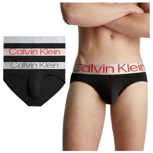 Calvin Klein slip da uomo in confezione tripack cotone elasticizzato nb3129-gtb (extra-large)