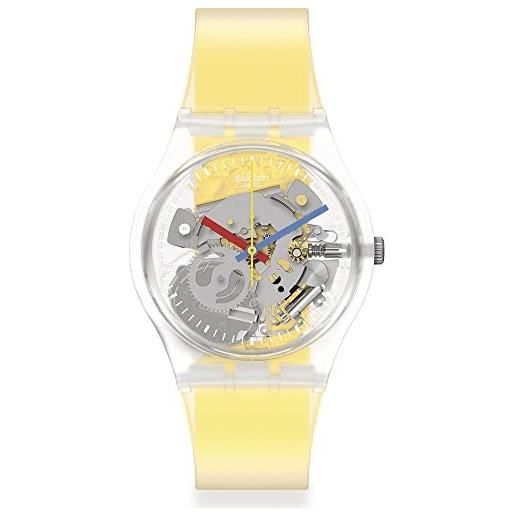 Swatch orologio gent ge291 clearly yellow striped, cinturino, cinghia