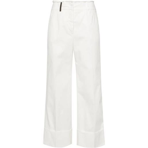 Peserico pantaloni crop a gamba ampia - bianco