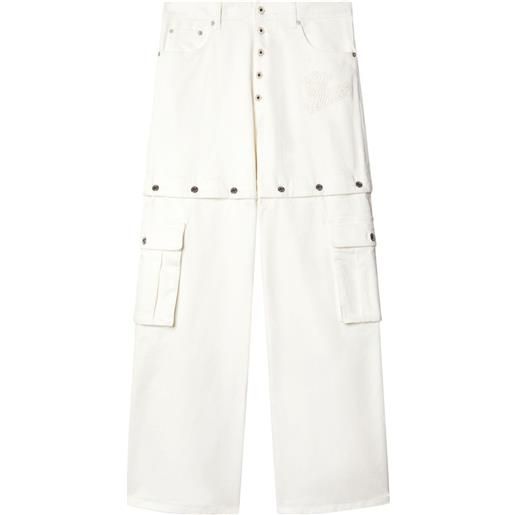 Off-White jeans ampi con logo - bianco