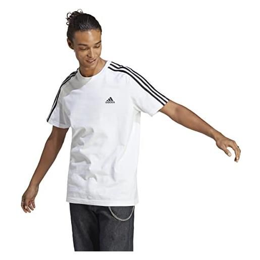 adidas essentials single jersey 3-stripes t-shirt, maglietta a maniche corte uomo, white/black, s