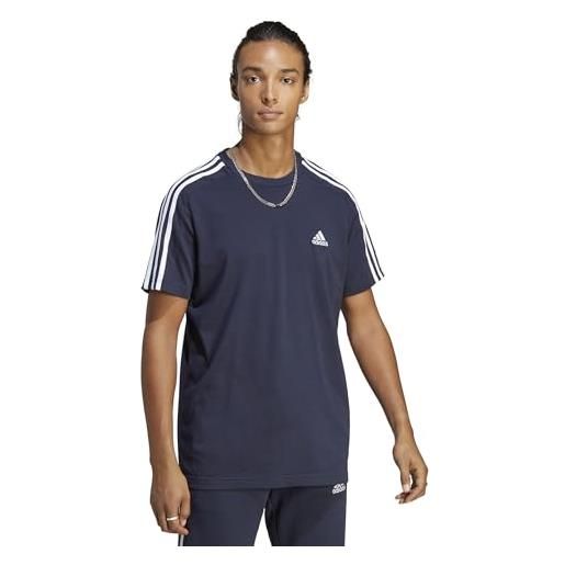 adidas essentials single jersey 3-stripes t-shirt, maglietta a maniche corte uomo, legend ink/white, m