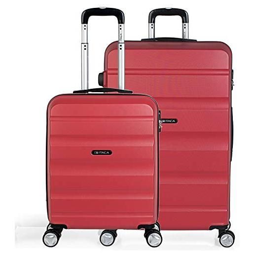 ITACA - set valigie - set valigie rigide offerte. Valigia grande rigida, valigia media rigida e bagaglio a mano. Set di valigie con lucchetto combinazione tsa t71617, corallo