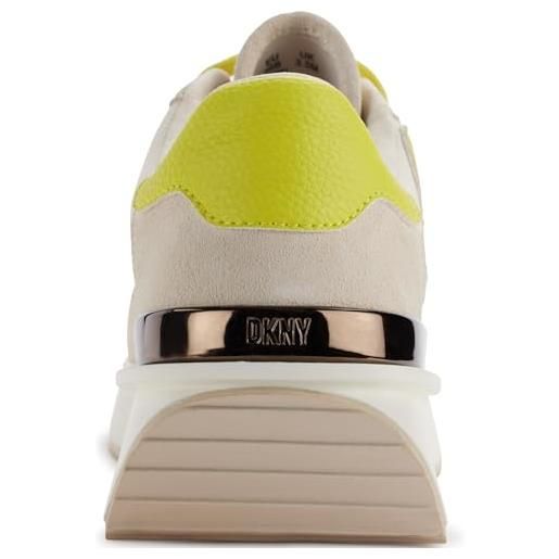 DKNY arlan lace-up sneakers, scarpe da ginnastica donna, bone fluorescent yellow, 38 eu