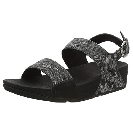 Fitflop lulu glitz back-strap sandals, sandali donna, tutto nero, 43 eu