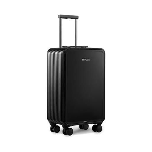 TUPLUS valigia a guscio rigido per il trasporto di bagagli con 4 ruote rotanti in alluminio con chiusura tsa, serie quick (grey, 57.5 x 34.5 x 20.8 cm)