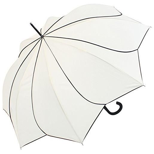 Pierre Cardin - ombrello da donna, grande, stabile, con sistema automatico, a forma di girasole, bianco, 105 cm, ombrello con apertura automatica