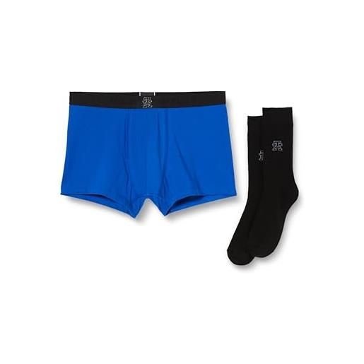 Tommy Hilfiger trunk & sock set um0um03040 pacchetti regalo, bianco (black/ultra blue), m uomo