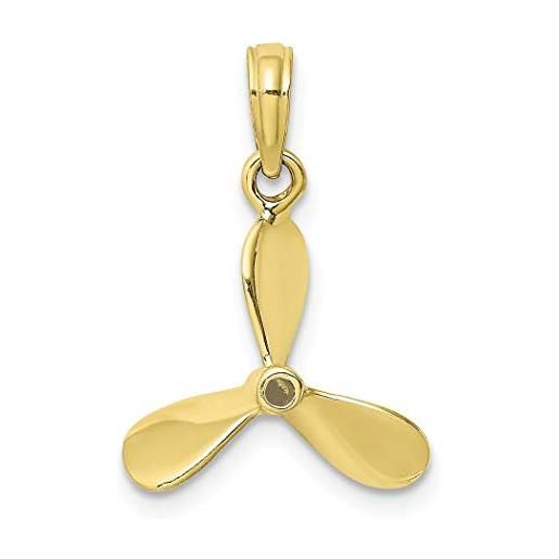 JewelryWeb oro 10k 3-d elica con 3 lame charm - oro superiore a 9 carati