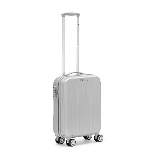 R Roncato trolley rigido medio valigia serie flight in abs, 55 cm, colore argento