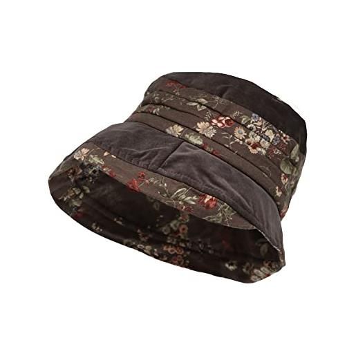MarkMark cappello della benna packable floreale f inverno donna lady cap bucket hat slb1444, marrone, l