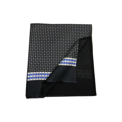 Avantgarde sciarpa double seta lana nera uomo disegni bianchi grigi colore: nero e panna 1