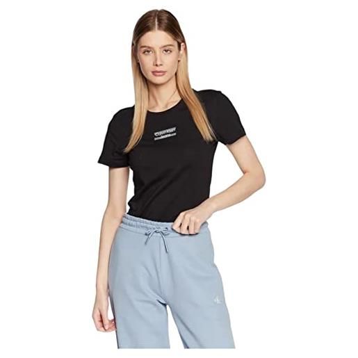 Calvin klein jeans t-shirt manica corta da donna marca Calvin Klein jeans, modello stripe logo short sleeve, realizzati in cotone s nero