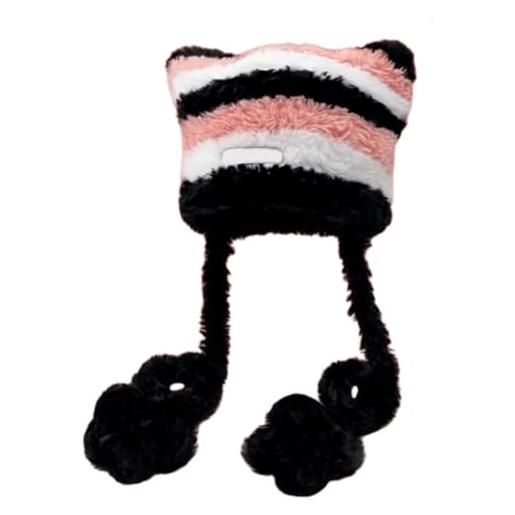 DIPLODOCUS 2023 new crochet cat beanie, women's slouchy beanie with ears cute winter warm knit striped plush hat (one size, 01)