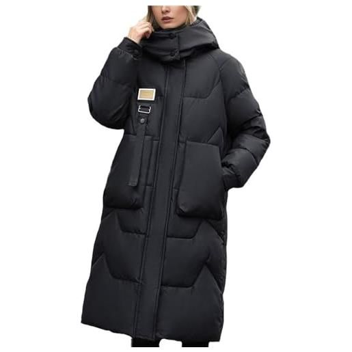tinetill piumino lungo donna caldo cappotto invernale cappotto trapuntato con cappuccio in pelliccia giacca invernale addensata maxi giacca piumino con cappuccio sintetica cappotto antivento