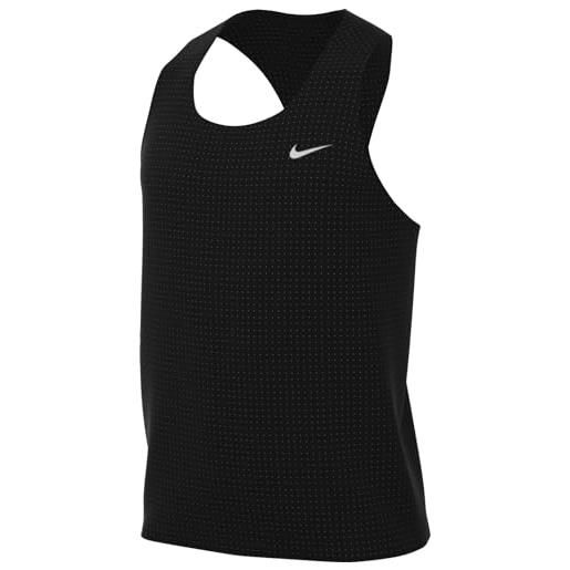 Nike m nk df fast singlet, t-shirt uomo, laser arancione/argento riflettente