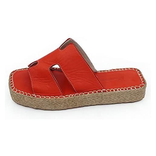 Bonateks derbtrlky100181, sandali con zeppa donna, colore: rosso, 36 eu