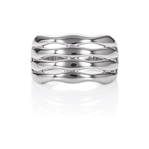namana anelli spessi per donne e ragazze, anelli regolabili per donne con motivo a onda, eleganti anelli da donna con finitura lucida, argento