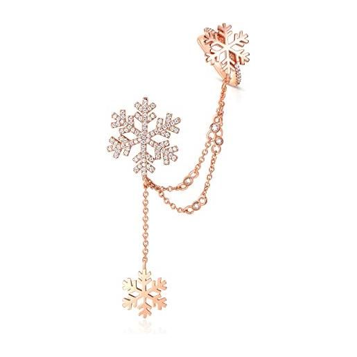 EVER FAITH orecchini a fiocco di neve da donna con zirconi snowflake orecchini con orecchini e clip on cartilagine, zirconia cubica, zirconia cubica