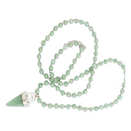 Perla Style collana lunga da donna con ciondolo di pietre avventurina da 6 mm con pietra naturale di benessere avventurina pietra di crescita e prosperità, normal, pietra, avventurina