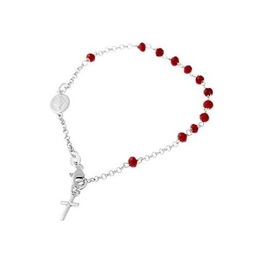 inSCINTILLE bracciale rosario in argento con sfere in cristallo colorato e croce pendente