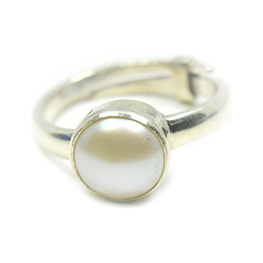 Jewelryonclick - anello regolabile da uomo in argento con perla naturale da 5 carati, misura 1/2 - z