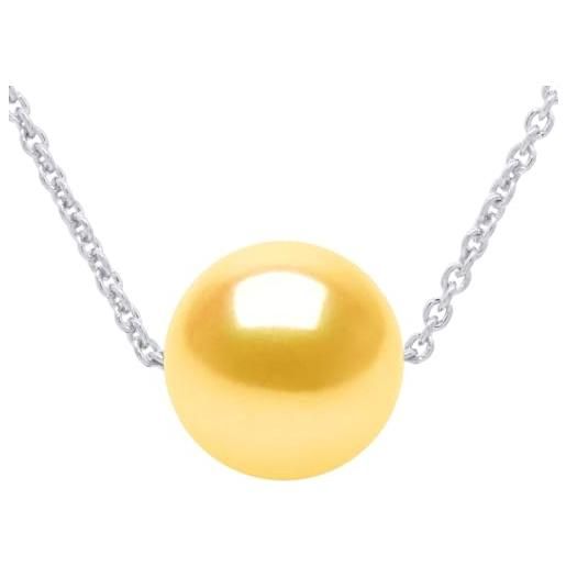 PEARLS & COLORS NATURAL FINE PEARLS pearls & colors - collana a catena con perla coltivata d'acqua dolce rotonda - qualità aaa + - argento 925 - gioiello da donna