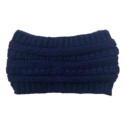 osiuujkw caldo cappello di lana con fascia per capelli cappelli invernali cappellini elastici accessori per capelli donna, blu scuro