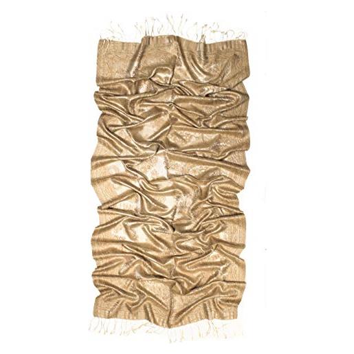 Lorenzo cana 7865411 - sciarpa di lusso da uomo, tessuto jacquard, 100% seta, motivo cachemire, colore: oro/beige