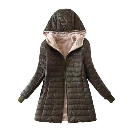 Generico cappotto caldo invernale giacca media lunga anti parka con cappuccio staccabile in pelliccia giubbotto slim fit idrorepellente donna giacca invernale donna giacchetto donna invernale