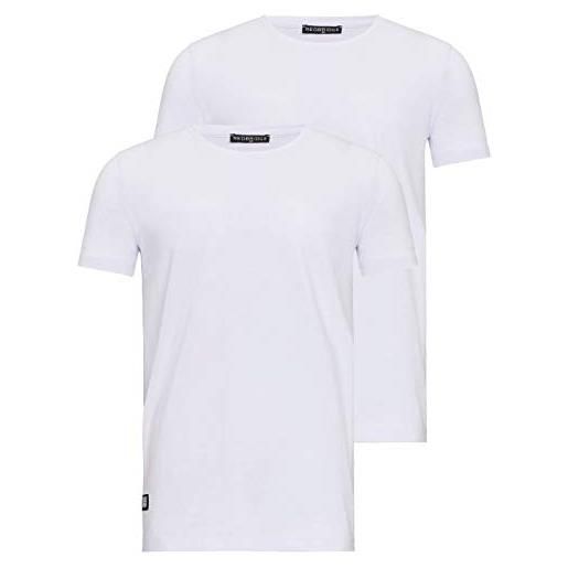 Redbridge t-shirt uomo tinta unita cotone manica corta confezione da 2: bianco m