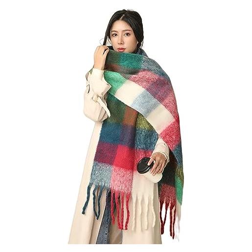 ZONTO scialle inverno ladies plaid sciarpa inverno imitazione cashmere scialle cashmere spessore sciarpa ladies tassel caldo sciarpa-n-230 x 38 cm