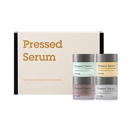 Blithe pressed serum deluxe collection - siero viso coreano skin care, set regalo, dimensioni da viaggio (4 x 22 ml)