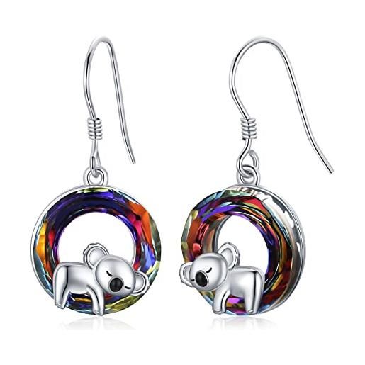 Midir&Etain orecchini koala orecchini pendenti animali in argento sterling 925 orecchini koala in cristallo orecchini gioielli koala regali per donne ragazze fidanzate