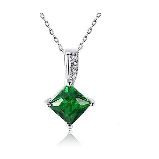 Bellitia Jewelry collana pendente con ciondolo di smeraldo & diamante simulato zirconi, di pietra preziosa verde, regalo di gioielli per madre figlia fidanzata moglie donna