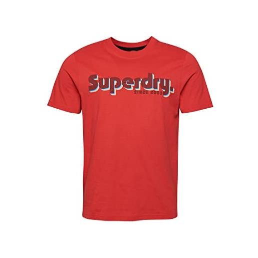 Superdry terrain logo classic t shirt camicia formale, soda pop red, l uomo