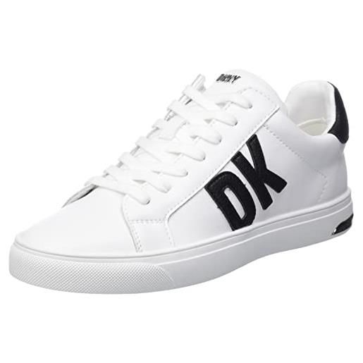 DKNY abeni lace-up sneakers in pelle, scarpe da ginnastica donna, brght wt bk, 37.5 eu