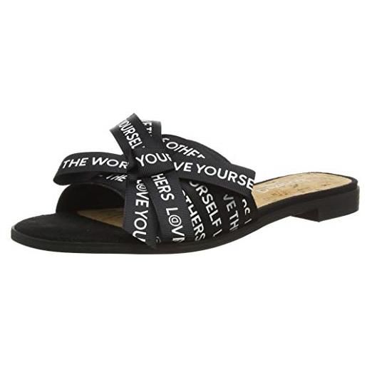 Desigual scarpe mambo lettering, sandali peeptoe donna, nero 2000, 37 eu
